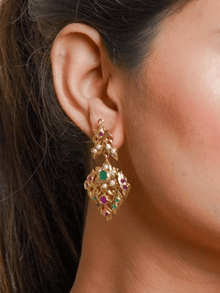 multicoloured gold tone jadau earrings multicoloured gold tone jadau earrings