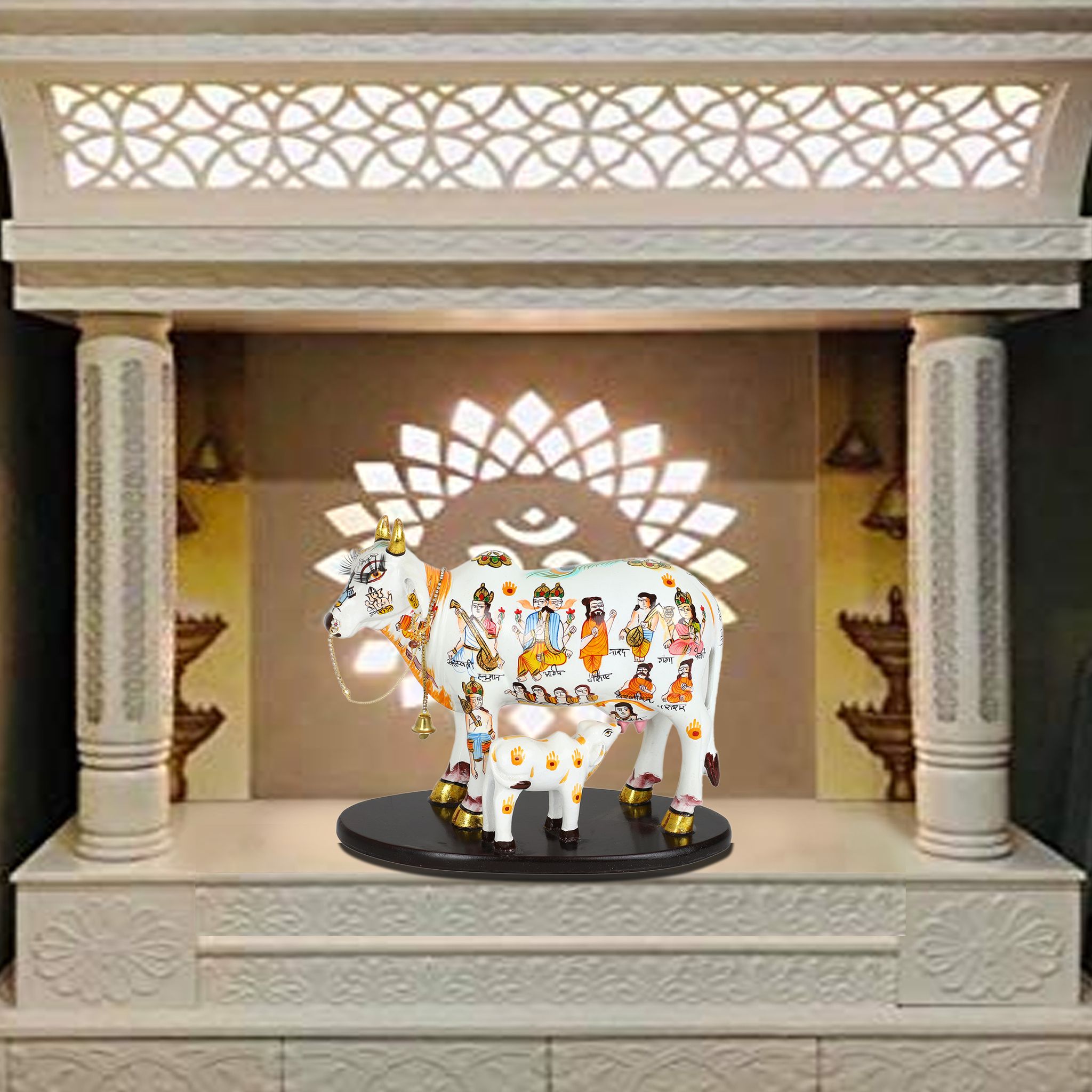The Cocotier® Metal Table Decor, Kamdhenu Cow Table Top Decor, Interior Decoration, Table Top Decoration.