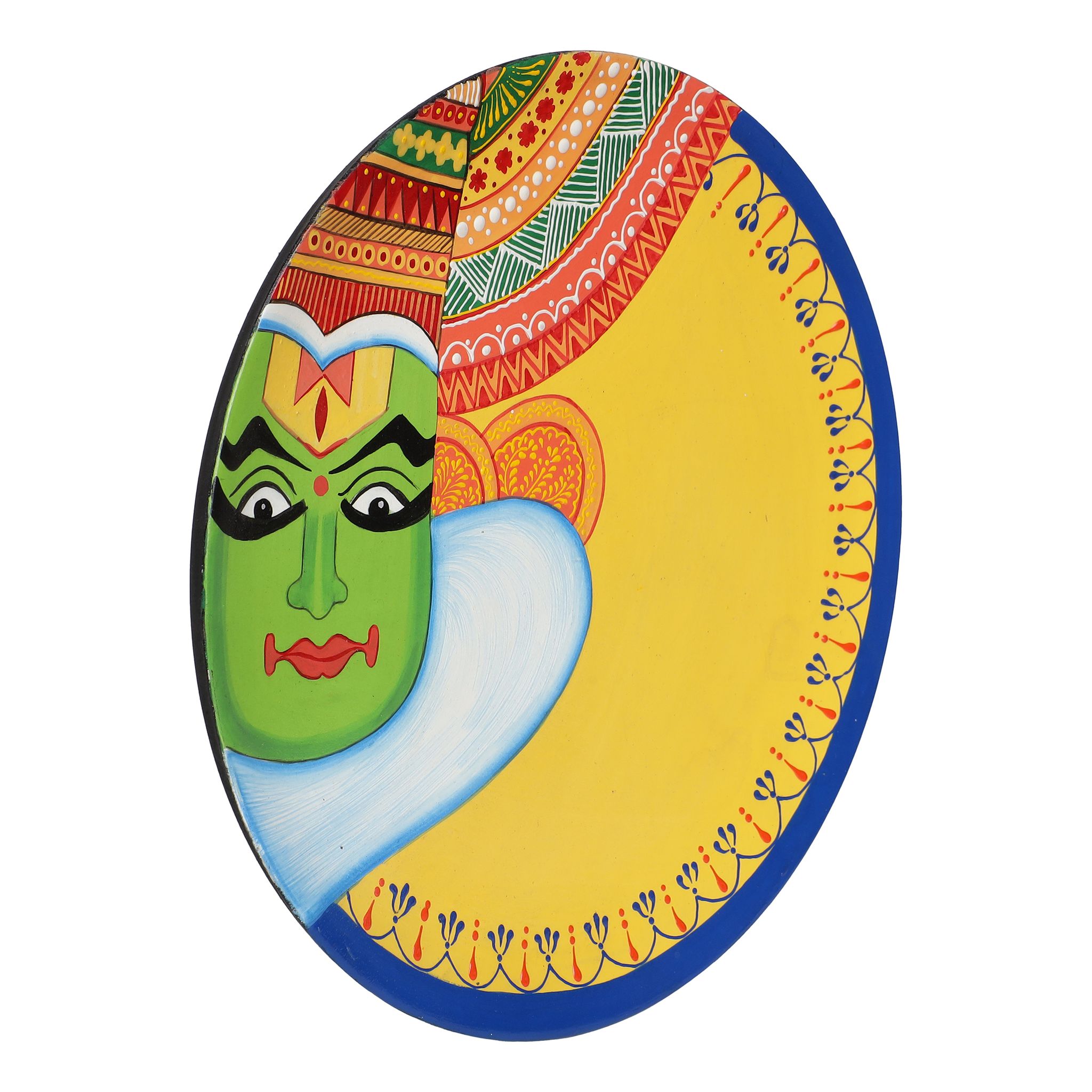 The Cocotier® Kathakali Face Hand-Painted Wooden Wall Plate: A Hand-Crafted Artistic Delight | Wall plates decor, plates for wall decoration. (L:29.5X W:2 X H:29.5cm).