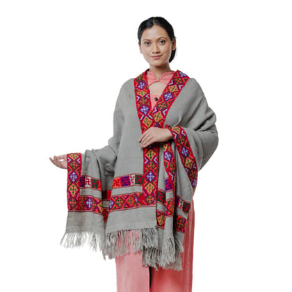 Handwoven Kinnauri Chollo Padma Full Border Pashmina Stole (1TTXWOMHP87589) Handwoven Kinnauri Chollo Padma Full Border Pashmina Stole (1TTXWOMHP87589)