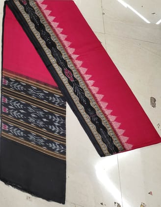 Red Black Sambalpuri Kumbha Border Plain Dupatta