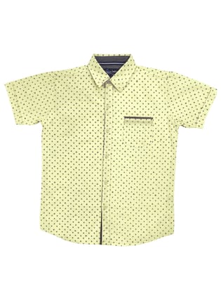 Ankor Boy's Regular Fit Cotton Printed Half Sleeve Shirt | Size - Medium | 10 Year ? 12 Years | Lemon Yellow Colour