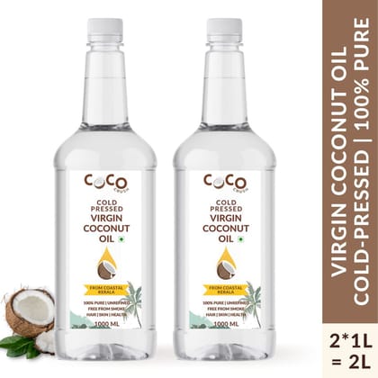 Coco Crush Cold-Pressed Virgin Coconut Oil, 100% Pure & Natural, Pack of 2 - 1000ml each Coco Crush Cold-Pressed Virgin Coconut Oil, 100% Pure & Natural, Pack of 2 - 1000ml each
