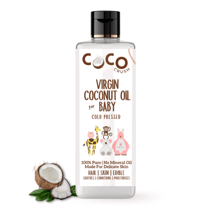 Coco Crush Virgin Coconut Oil for Baby Massage | Cold Pressed, Pure, Natural | Body, Hair (50 ml) Coco Crush Virgin Coconut Oil for Baby Massage | Cold Pressed, Pure, Natural | Body, Hair (50 ml)