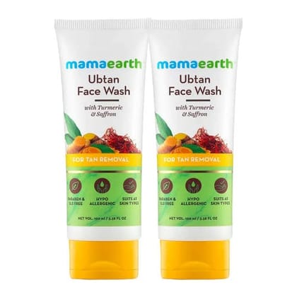 Mamaearth Ubtan Face Wash With Turmeric & Saffron For Tan Removal (100ml each) Pack of 2 Mamaearth Ubtan Face Wash With Turmeric & Saffron For Tan Removal (100ml each) Pack of 2