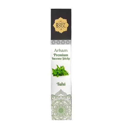 Bodysoul Tulsi Premium Incense Sticks 20gm| Pack of 6 | Agarbatti for Puja | 100% Natural & Charcoal Free | Tulsi Agarbatti| Aromatherapy Meditation Puja