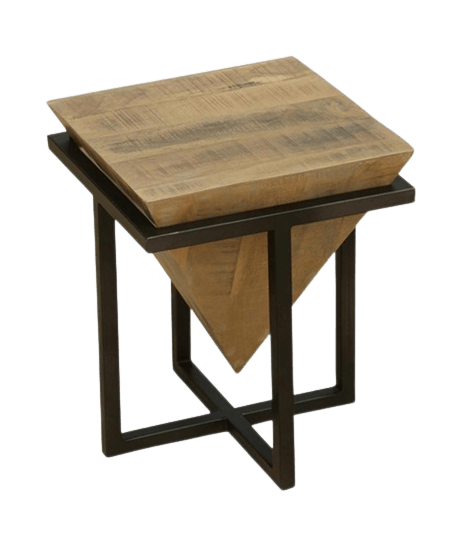 Wooden Top Metal Base Side Table