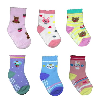 Secure Steps Baby Girls' Cotton Anti Slip Socks with Grip for 1-3Yrs Secure Steps Baby Girls' Cotton Anti Slip Socks with Grip for 1-3Yrs