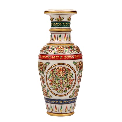 Tribes India Marble Meenakari Flower Vase Big (23 CM)