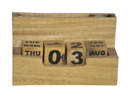 Wooden calendar pen stand