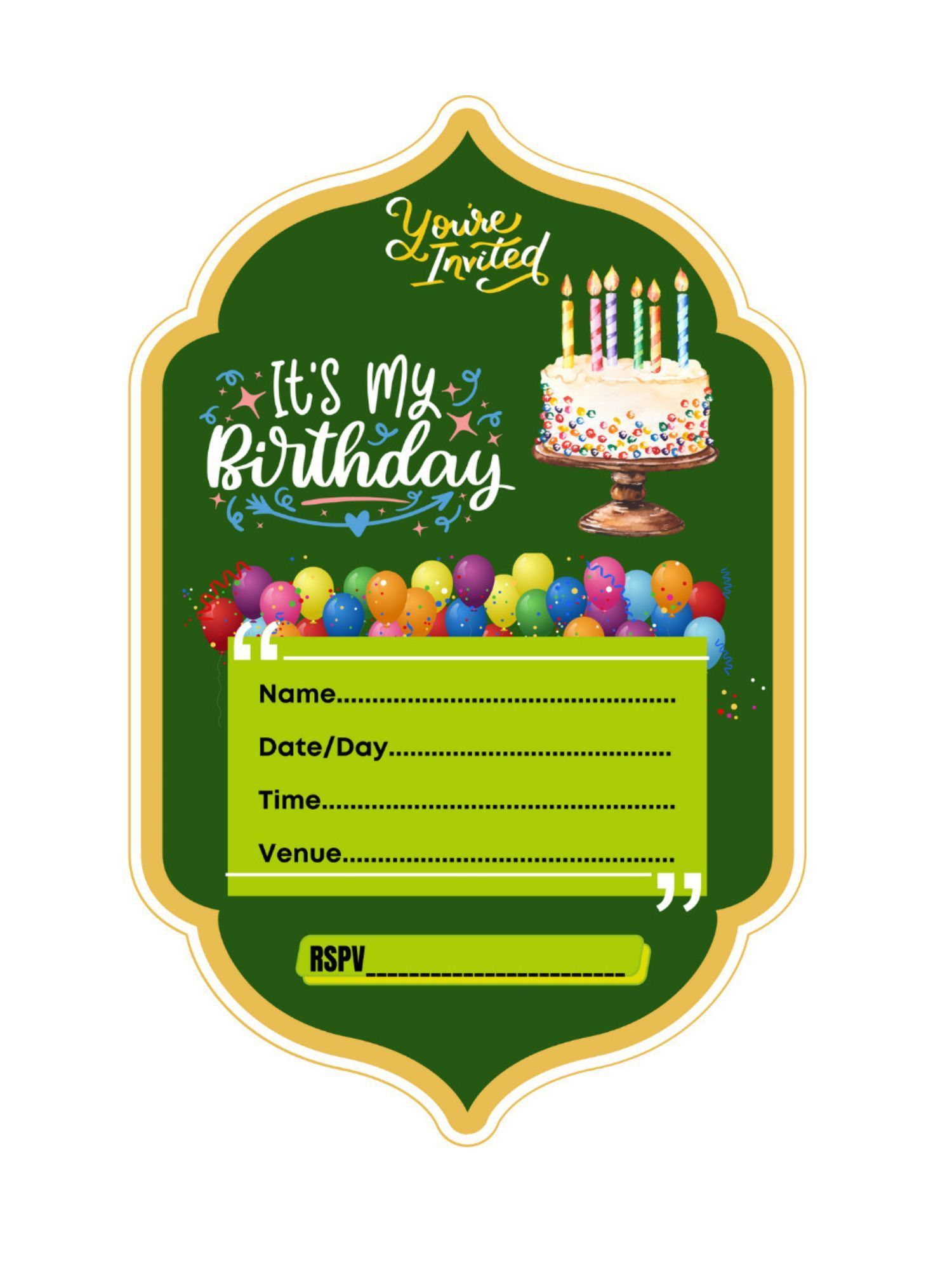 Vibrant Birthday Celebration: Laser-Cut Invitation Cards - Pack of 25