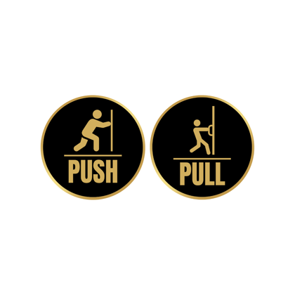 Push Pull Door Combo Golden Color PVC Sticker for Glass Wooden Doors Business Shop
