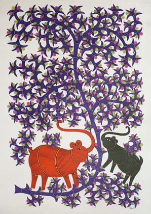 Tribes India Handmade Painting Gond Canvas 1TPNGNDMP05445