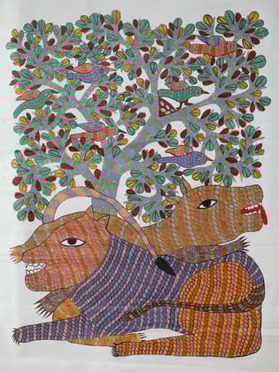 Tribes India Handmade Painting Gond Canvas 1TPNGNDMP05888