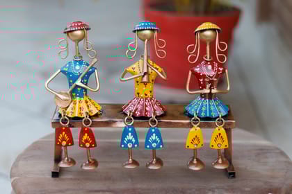 Metal Musician Figurines Set of 3 - Decorative Art for Home
