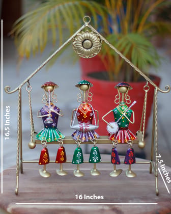 Metal Handicraft Musician Dolls on Jhula Metal Handicraft Musician Dolls on Jhula