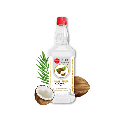 IndicWisdom Wood Pressed Virgin Coconut Oil 1 Liter (Cold Pressed Coconut Oil - Extracted on Wooden Churner)