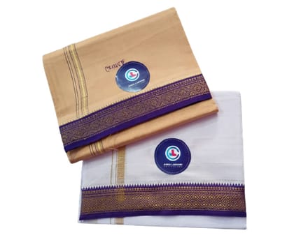 Jinka Lakshmi Collections 100% Handloom Cotton Dhoti With Big Borders 4 Meters Unstitched Pack of 2 (Multicolor-3) Jinka Lakshmi Collections 100% Handloom Cotton Dhoti With Big Borders 4 Meters Unstitched Pack of 2 (Multicolor-3)