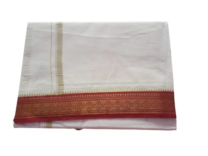 JINKA LAKSHMI COLLECTIONS 100% Cotton Dhoti With Same Big Borders Up and Down 4 Meters Unstitched Pack of 1 (Maroon Big Border) JINKA LAKSHMI COLLECTIONS 100% Cotton Dhoti With Same Big Borders Up and Down 4 Meters Unstitched Pack of 1 (Maroon Big Border)