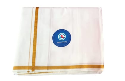Jinka Lakshmi Collections Handloom Cotton White Dhoti 4 Meters Unstitched Pack of 2 (Multicolor-9)