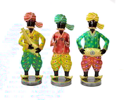 Jodhpuri Marwadi Musician Metal Handicraft set of 3 pieces