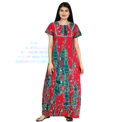 JISB Cotton Nighty with Tie & Dye, Pink