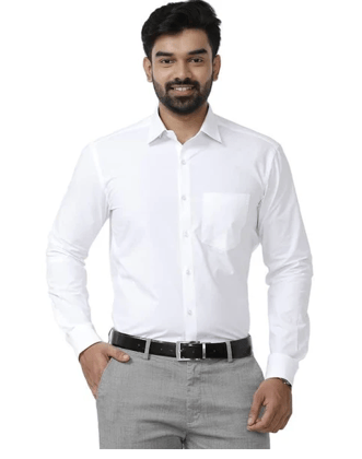 Mens Cotton White Shirt Full Sleeves