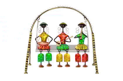 Handcrafted Musical Trio Swing Decor - Metal Art Musicians