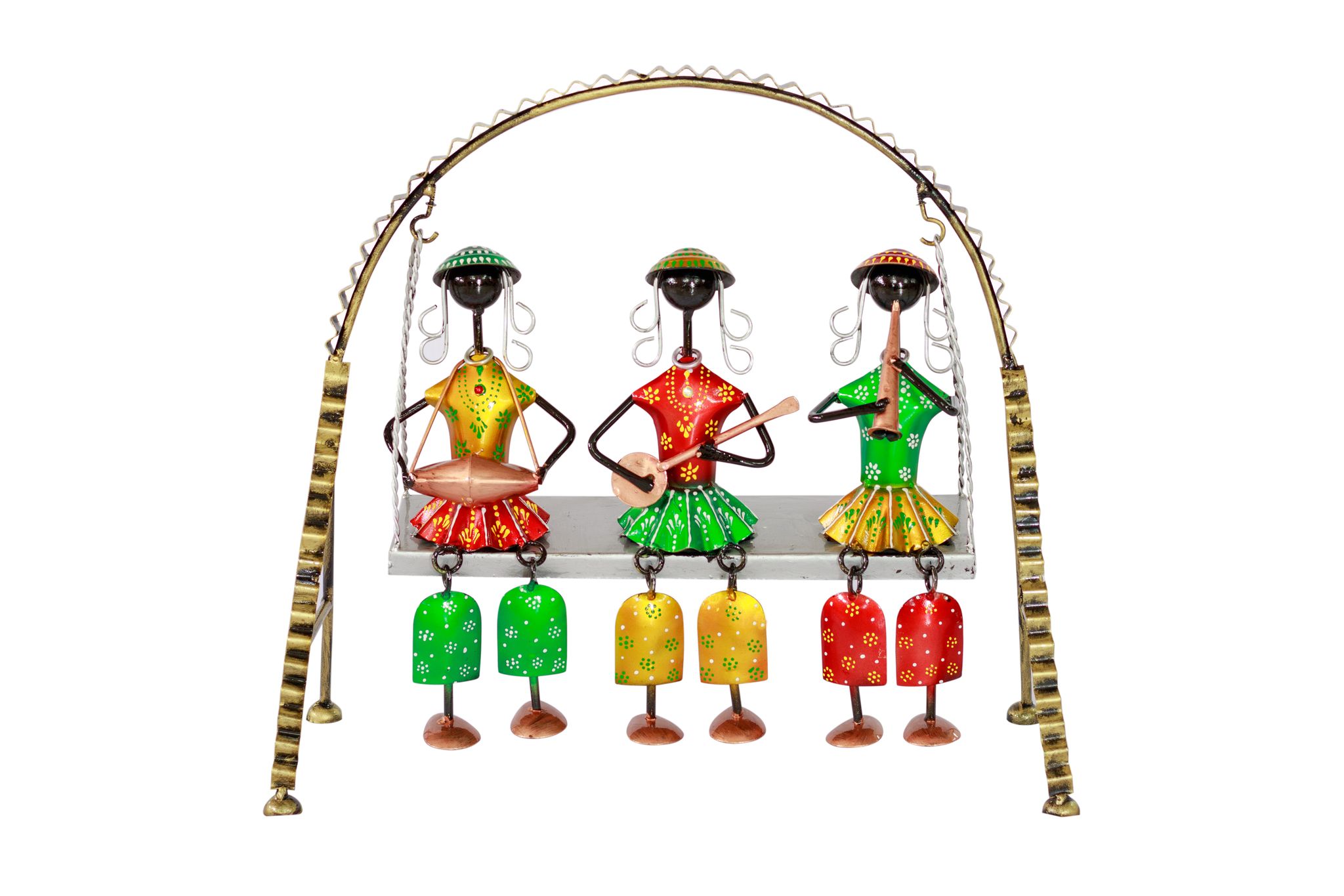 Handcrafted Musical Trio Swing Decor - Metal Art Musicians