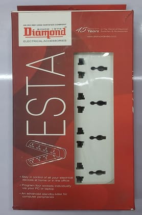 DIAMOND POWER STRIP VESTA 4 SOCKETS WITH SWITCHES & INDICATOR