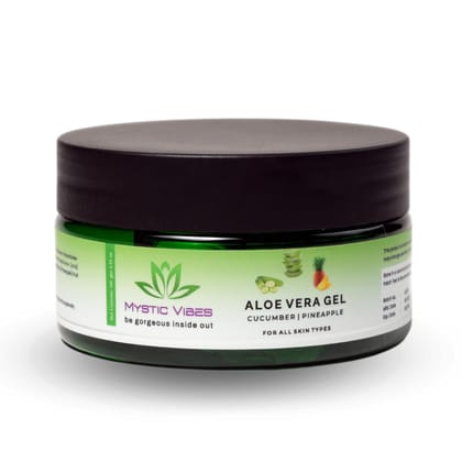 Mystic Vibes Aloe Vera Gel, with Aloe Vera, Pineapple, and Cucumber for Skin and Hair - 100 gm… Mystic Vibes Aloe Vera Gel, with Aloe Vera, Pineapple, and Cucumber for Skin and Hair - 100 gm…