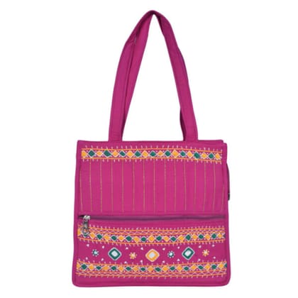 Banjara Handmade Shoulder Bag | Tote Bag with Thread & Beads And Mirror Work Pink Color Banjara Handmade Shoulder Bag | Tote Bag with Thread & Beads And Mirror Work Pink Color