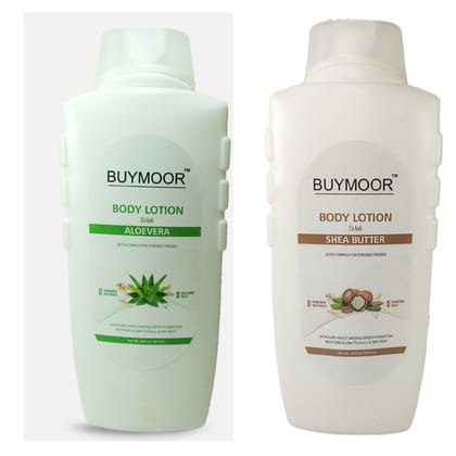 BUYMOOR Aleovera & Shea Butter Deep Nourishing Skin Brightening Body Lotion Men & Women 1300 ML(Pack Of 2).