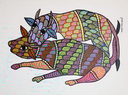 Tribes India Handmade Gond Paper Painting