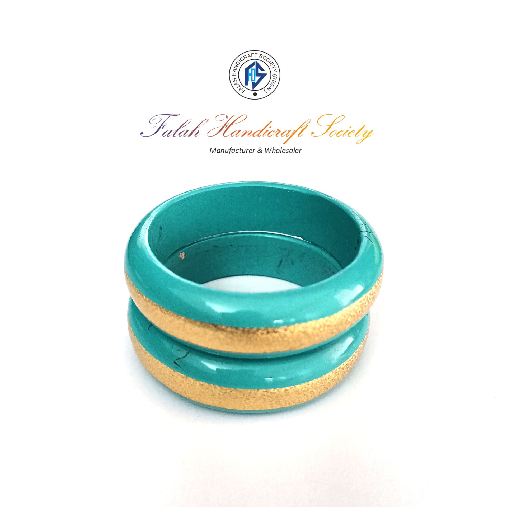 FHS traditional Rajasthani Handmade Round Shape Lac Bangles - Sky Blue