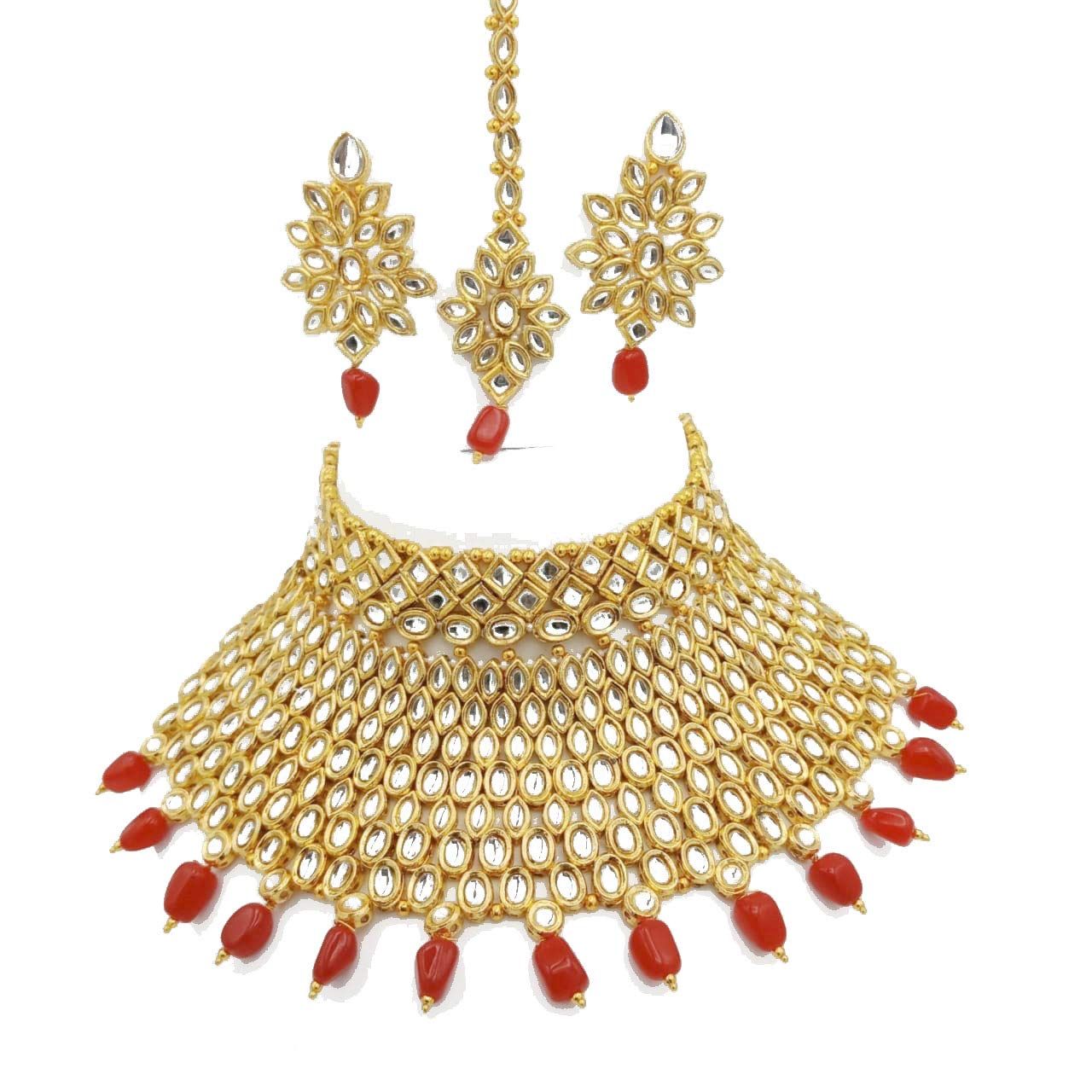 Gold Plated Kundan Necklace Set