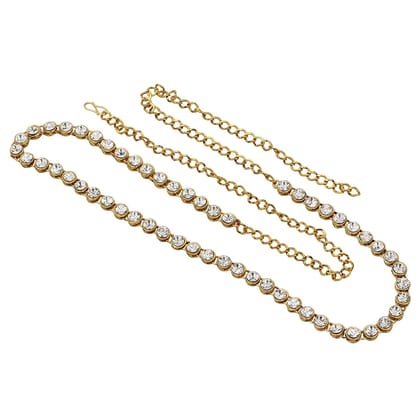 Gold White Single line Designer Belly Chain,Waist Belt/Kamar bandh/tagdi for Women and Girls
