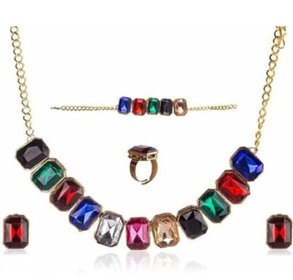 Nakoda Art Jewellery Multicoloured Square Combo Set