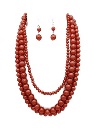 3 Layer Beads Moti Necklace set For Women And Girls