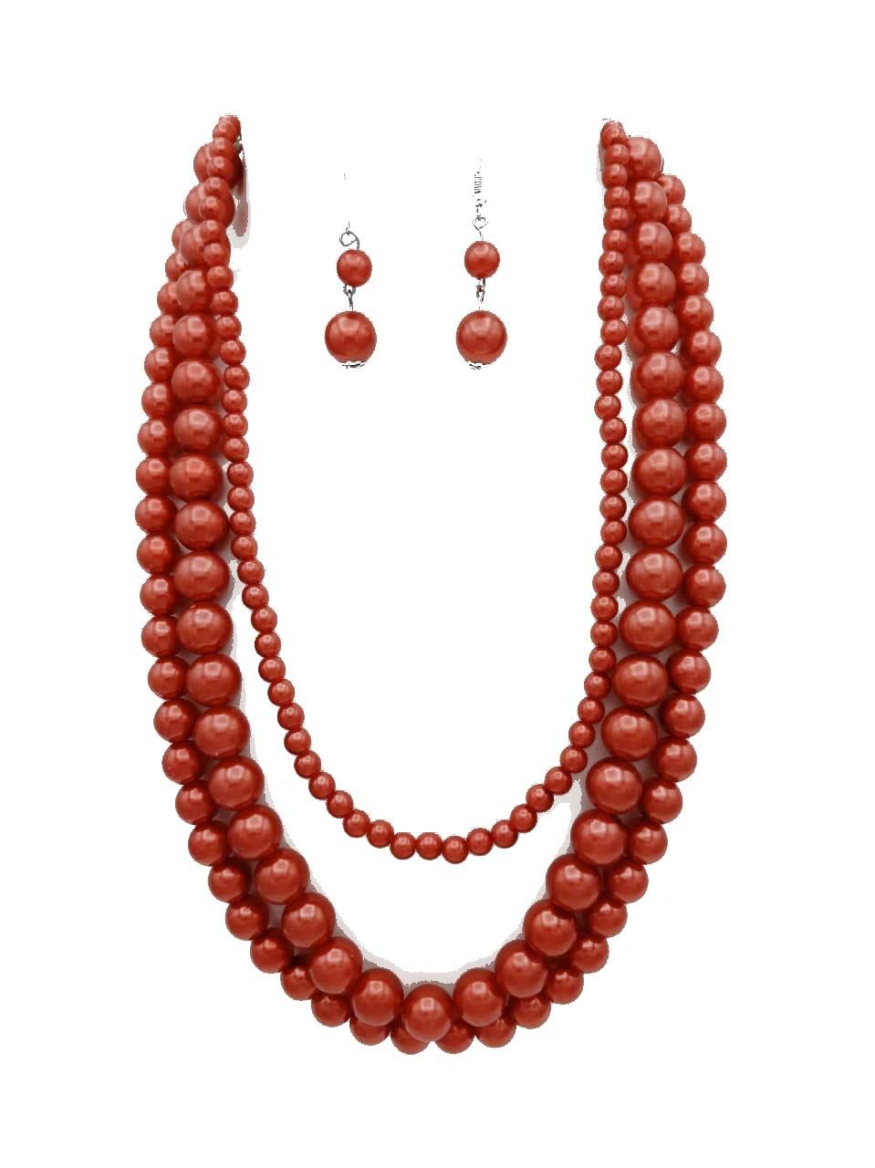 3 Layer Beads Moti Necklace set For Women And Girls