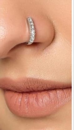 Sania Mirza delicate adjustable rodium plated American diamond nose ring