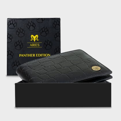 Aries Men Casual Black Genuine Leather RFID Wallet (6 Card Slots) Aries Men Casual Black Genuine Leather RFID Wallet (6 Card Slots)