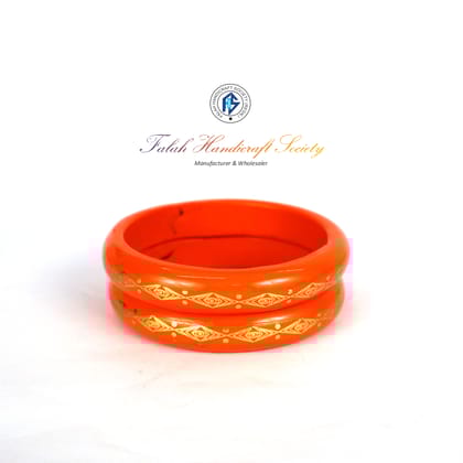 FHS Rajasthani  Design   Lac Bangles Set -Orange