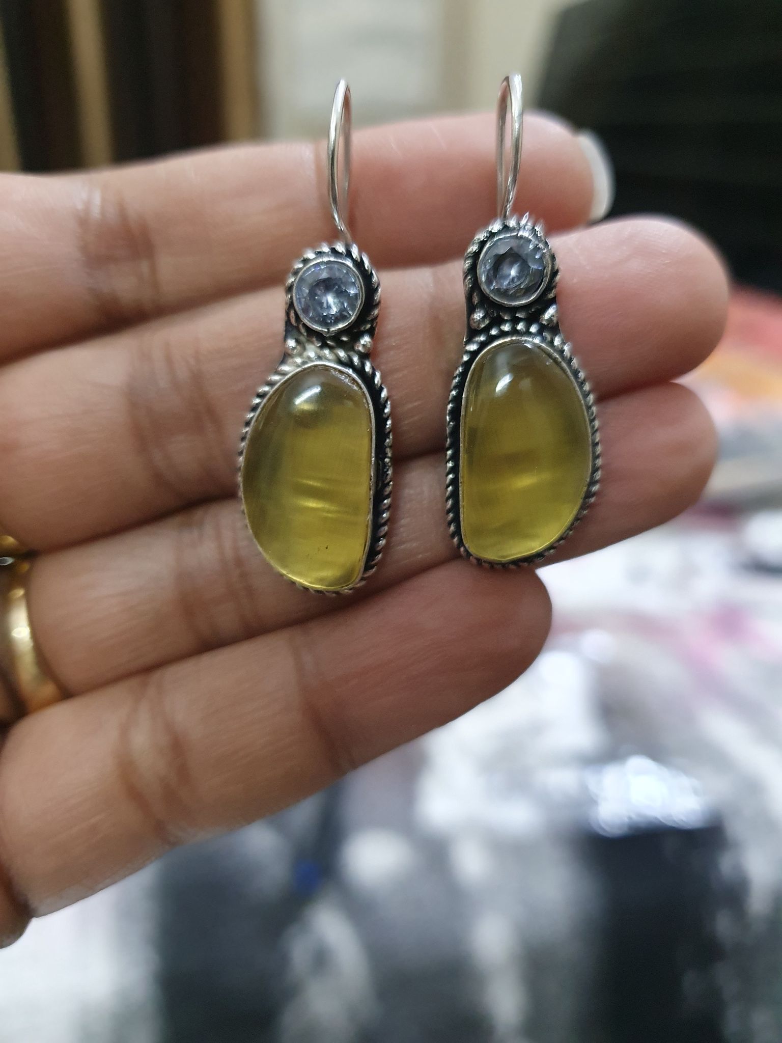 German Silver Oxidized Hoops Earrings