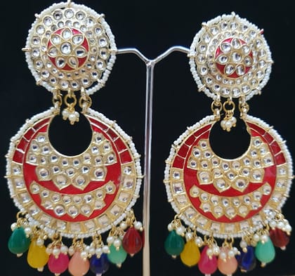 Kundan Beautiful Partywear Long Earrings Kundan Beautiful Partywear Long Earrings