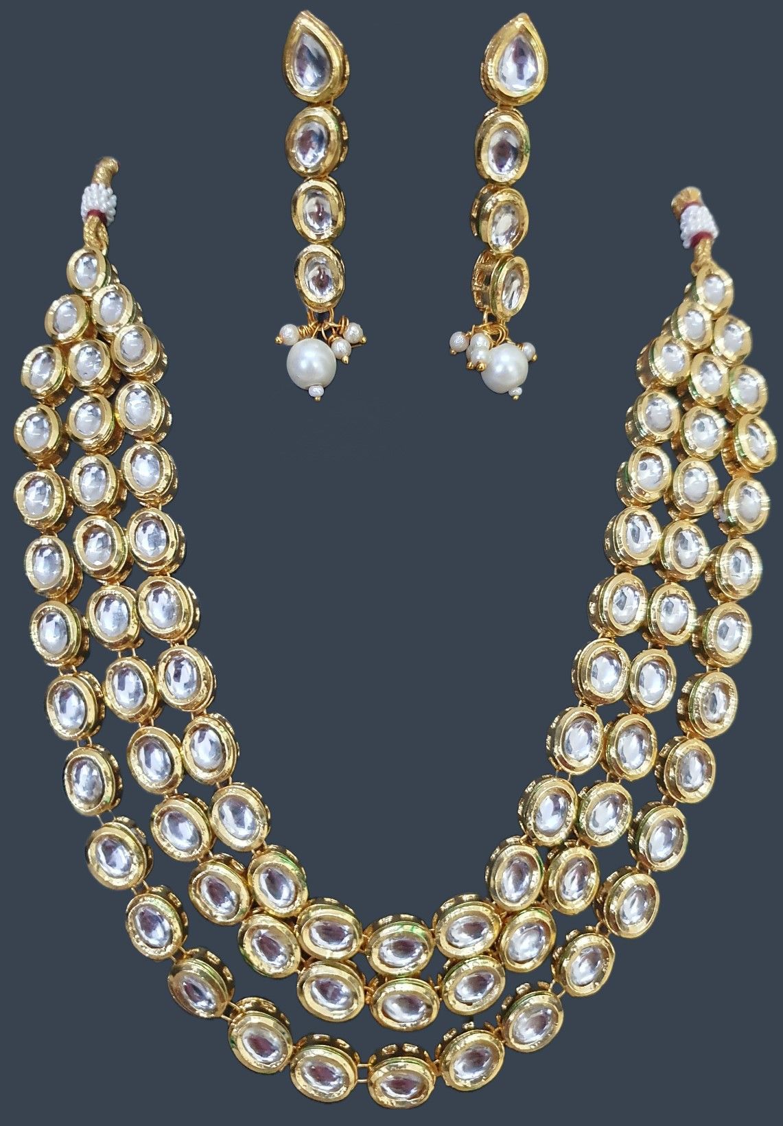 Kundan three layered partywear long necklace