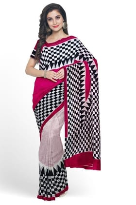 Pink Cotton Mulmul Saree with Blouse Piece Pink Cotton Mulmul Saree with Blouse Piece