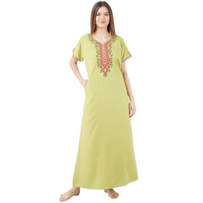 KOI SLEEPWEAR Women's Cotton Blend Embroidered Maxi Length Nightgown.