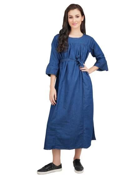 KOI Denim Maternity Frock with Feeding Pocket
