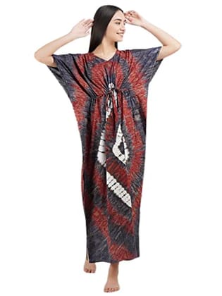 KOI SLEEPWEAR Premium Women Pure Cotton Tie and Dye Kaftan Nightdress (Free Size)